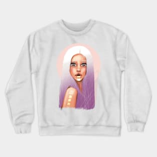 Young cute girl with beautiful color hair Crewneck Sweatshirt